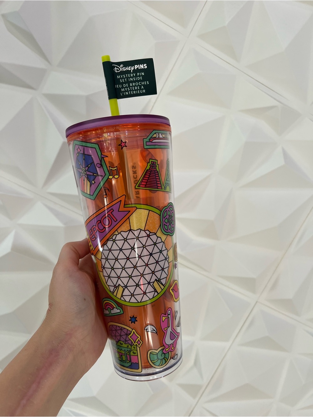 Disney Orange & Purple EPCOT Icon Tumbler with Straw